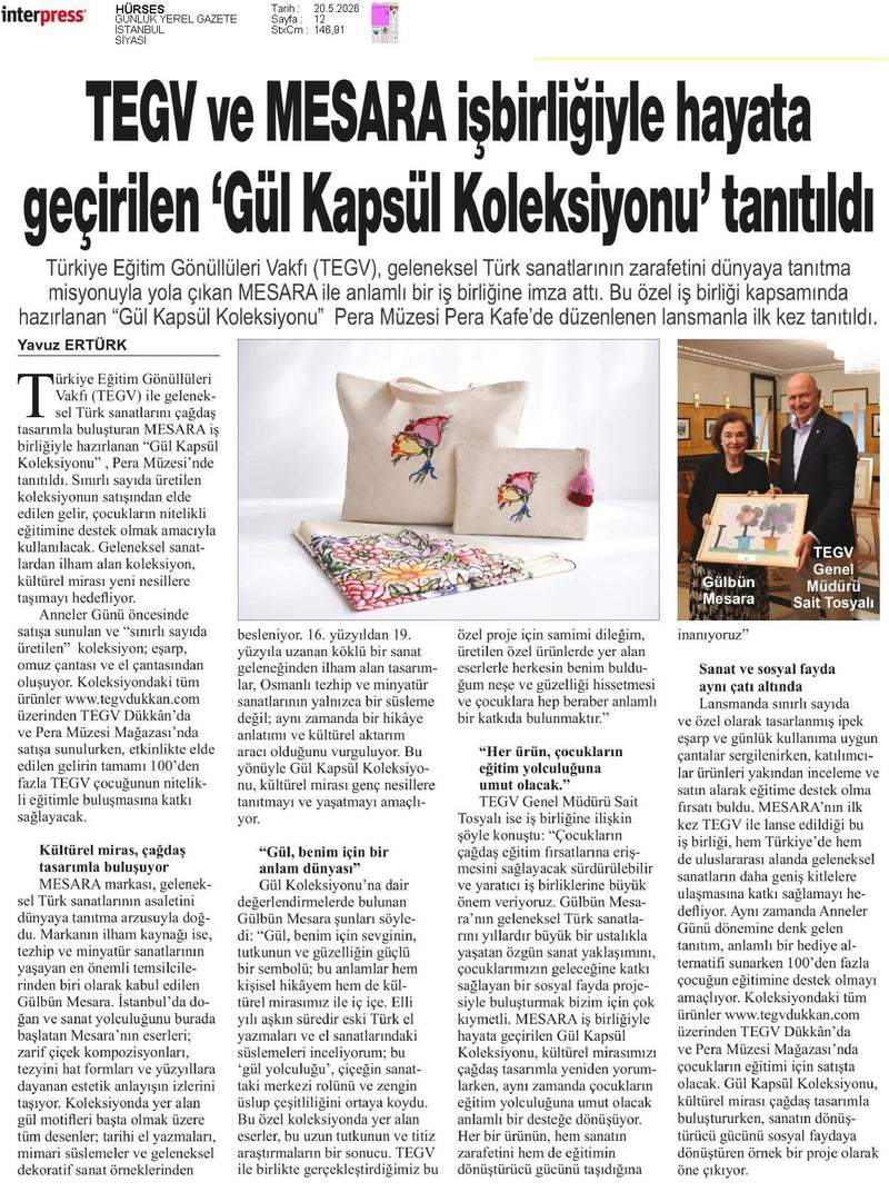 TEGV ve MESARA işbirliğiyle hayata geçirilen “Gül Kapsül Koleksiyonu” tanıtıldı