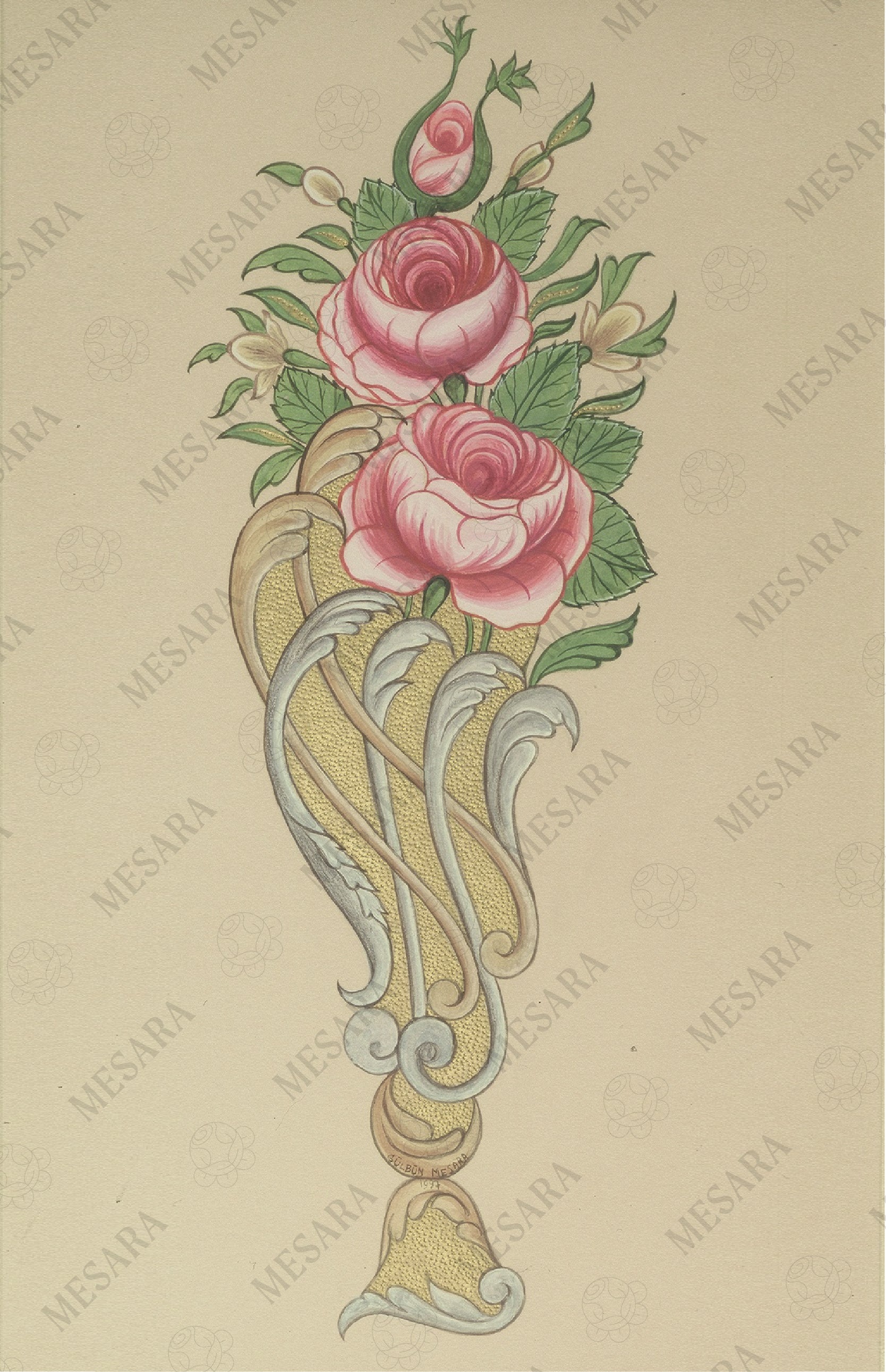 Roses in a Rococo Style Vase