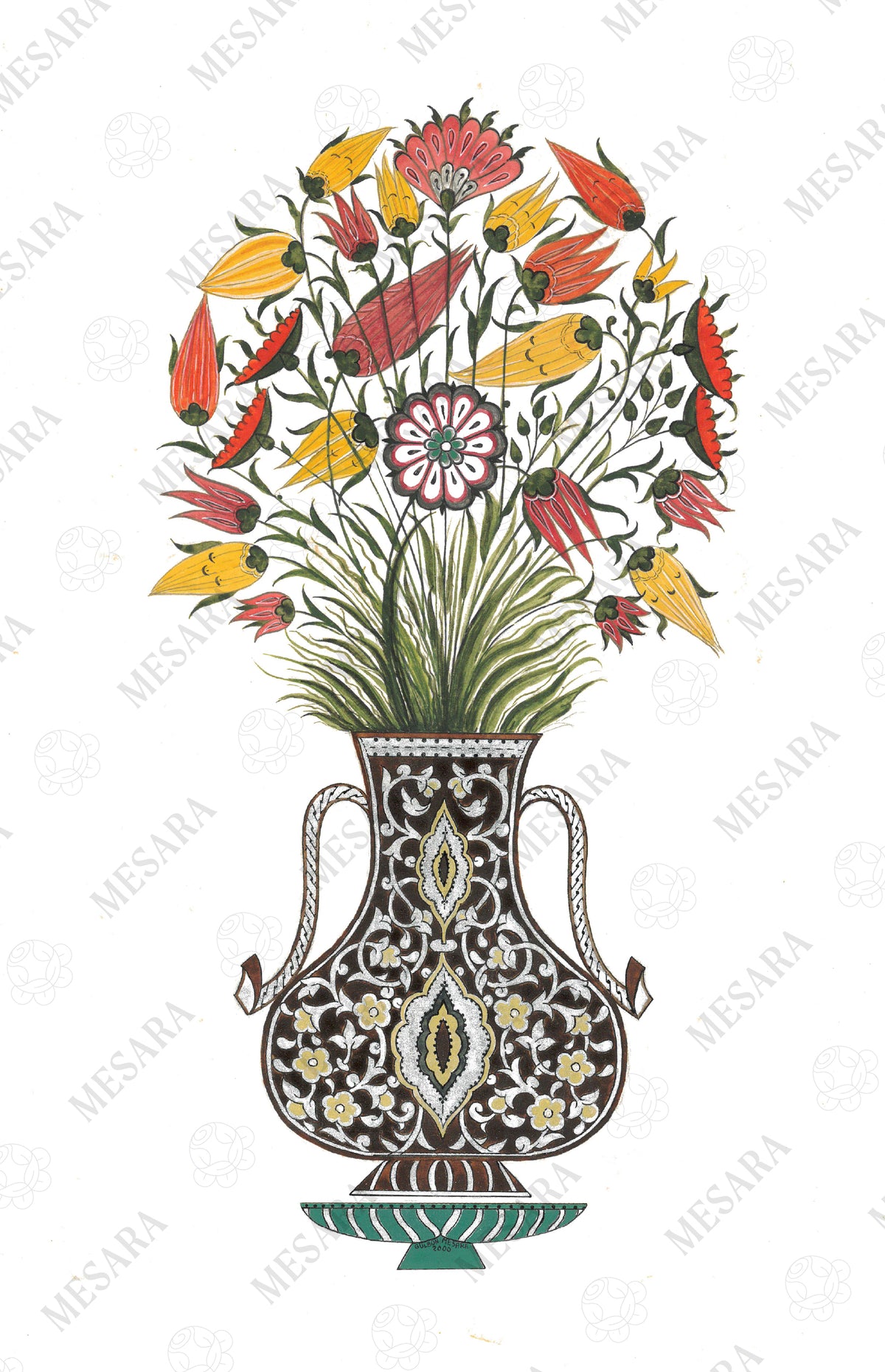 Floral arrangement inspired by a 17th century manuscript at the Mevlana Museum