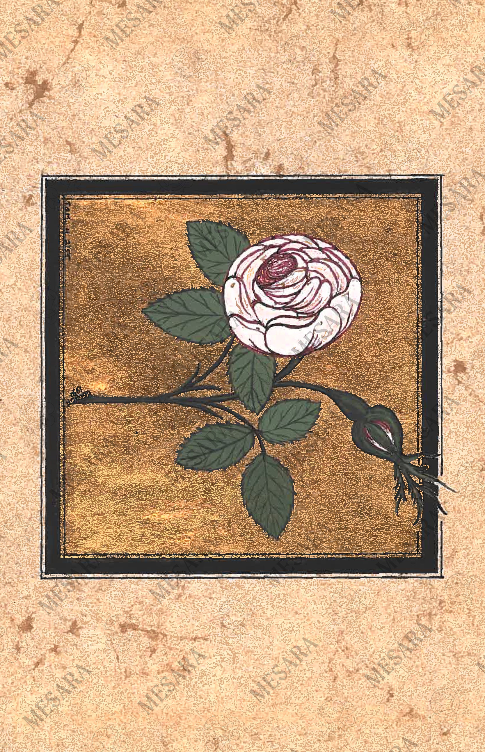 A Pink Rose Against Gold Background