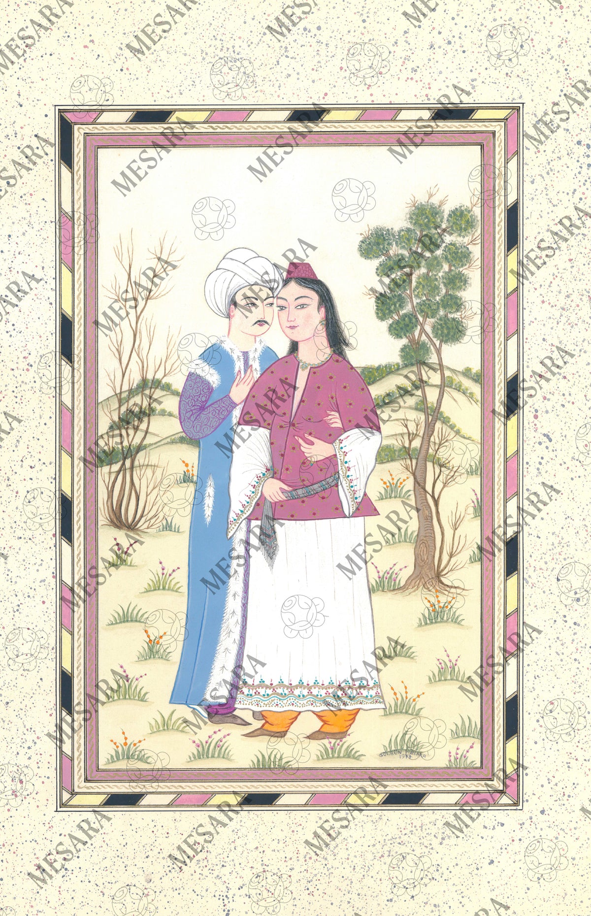 A couple from the 17th century - original ... border inspired by 17th century art